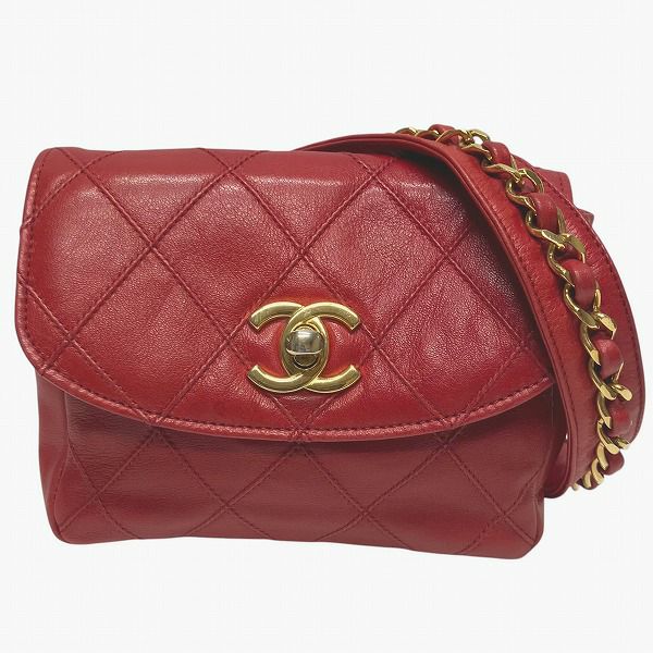 25%OFF】シャネル CHANEL ビコローレ レッド レザー チェーン バッグ