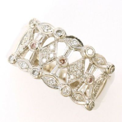 PT900 プラチナ リング・指輪 13号 ダイヤモンド 0.207 ピンク