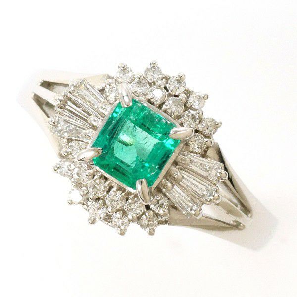 PT900 プラチナ リング 指輪 15号 パール(真珠) 約8mm ダイヤ 0.04 総  