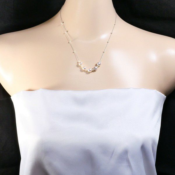 K14 14金 WG ホワイトゴールド ネックレス パール(真珠) 総重量約3.9g